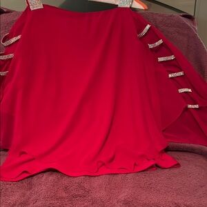 Elegant Red Skirt with Rhinestone Accents